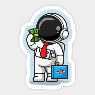 Cute Astronaut Employee With Salary Cartoon Sticker